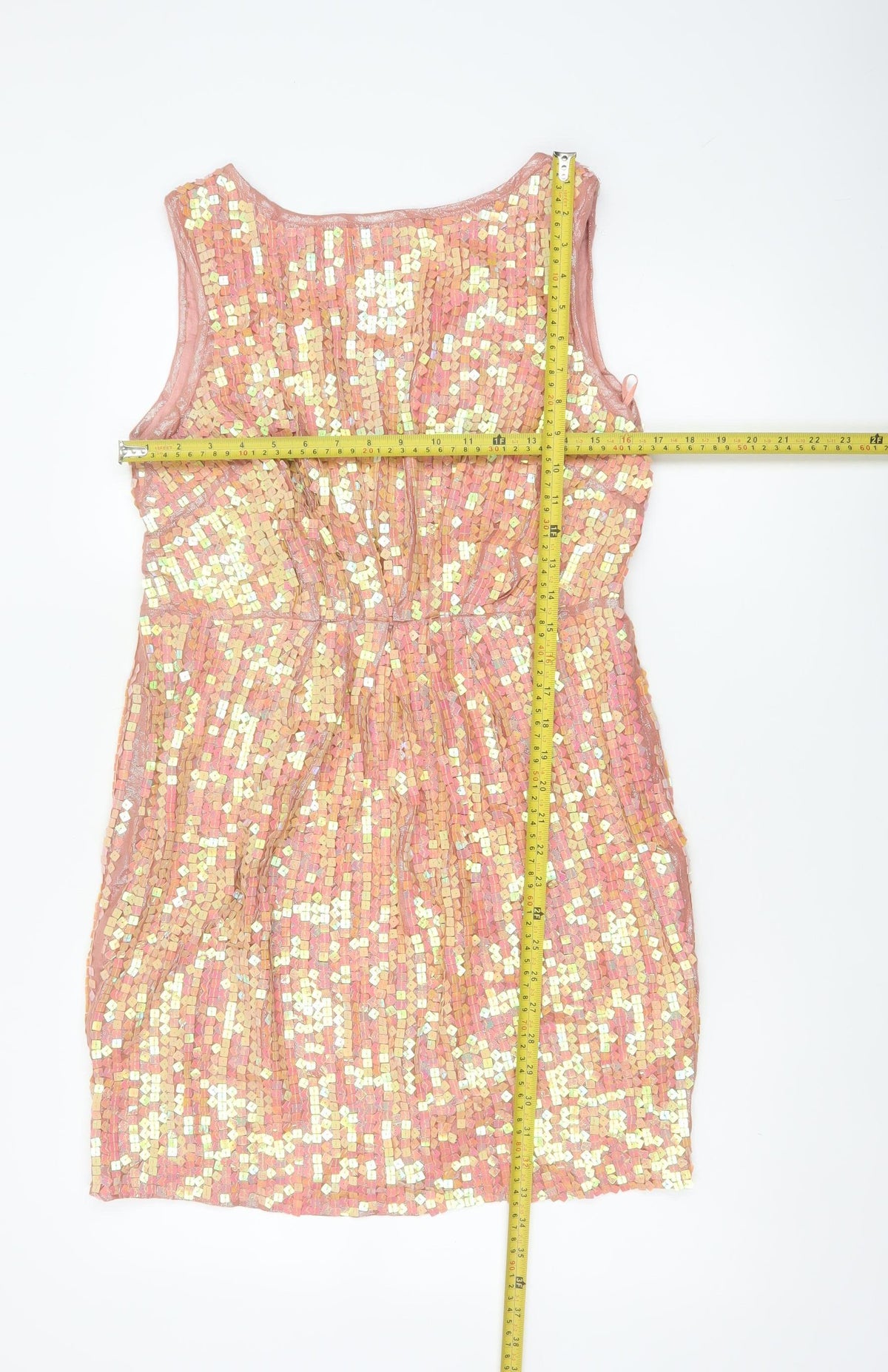 Monsoon Fusion Women’s Pink Gold Sequin Fit & Flare Dress UK 14