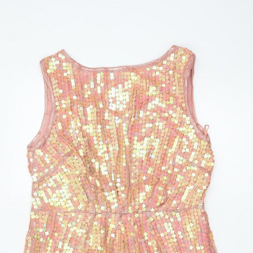 Monsoon Fusion Women’s Pink Gold Sequin Fit & Flare Dress UK 14