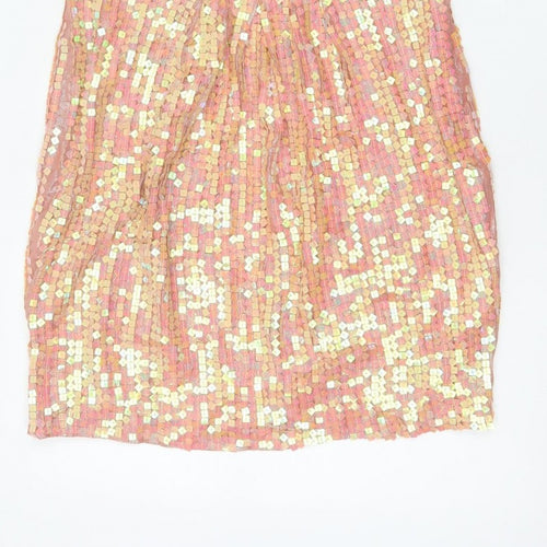 Monsoon Fusion Women’s Pink Gold Sequin Fit & Flare Dress UK 14