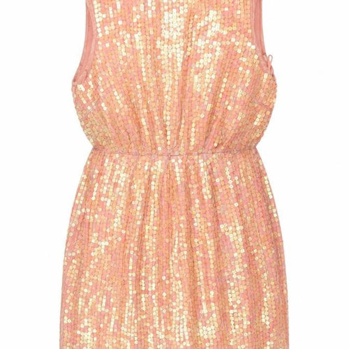 Monsoon Fusion Women’s Pink Gold Sequin Fit & Flare Dress UK 14