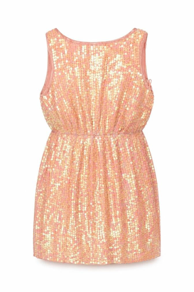 Monsoon Fusion Women’s Pink Gold Sequin Fit & Flare Dress UK 14