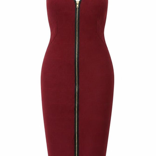 Boohoo Women Red Bodycon Midi Dress UK 6 Strappy Zip Party