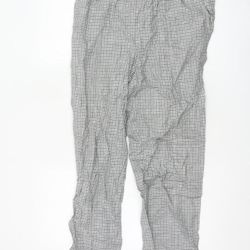 Jigsaw Women’s Grey Check Linen Cotton Elastic Waist Trousers UK 12