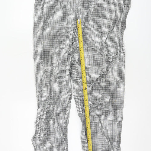 Jigsaw Women’s Grey Check Linen Cotton Elastic Waist Trousers UK 12