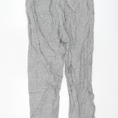 Jigsaw Women’s Grey Check Linen Cotton Elastic Waist Trousers UK 12