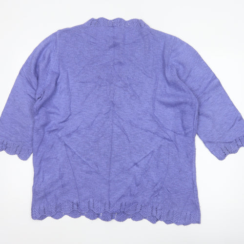Per Una Women Purple XL Linen Blend Henley Jumper 3/4 Sleeve
