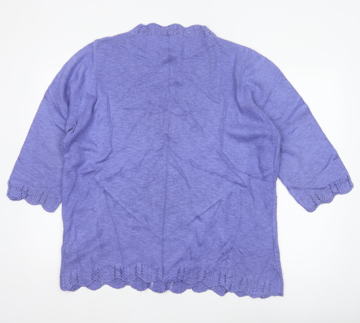 Per Una Women Purple XL Linen Blend Henley Jumper 3/4 Sleeve