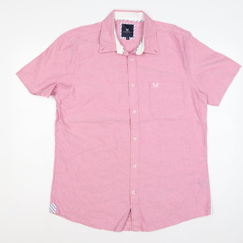 Crew Clothing Company Men's Pink L Cotton Short Sleeve Button-Up Shirt