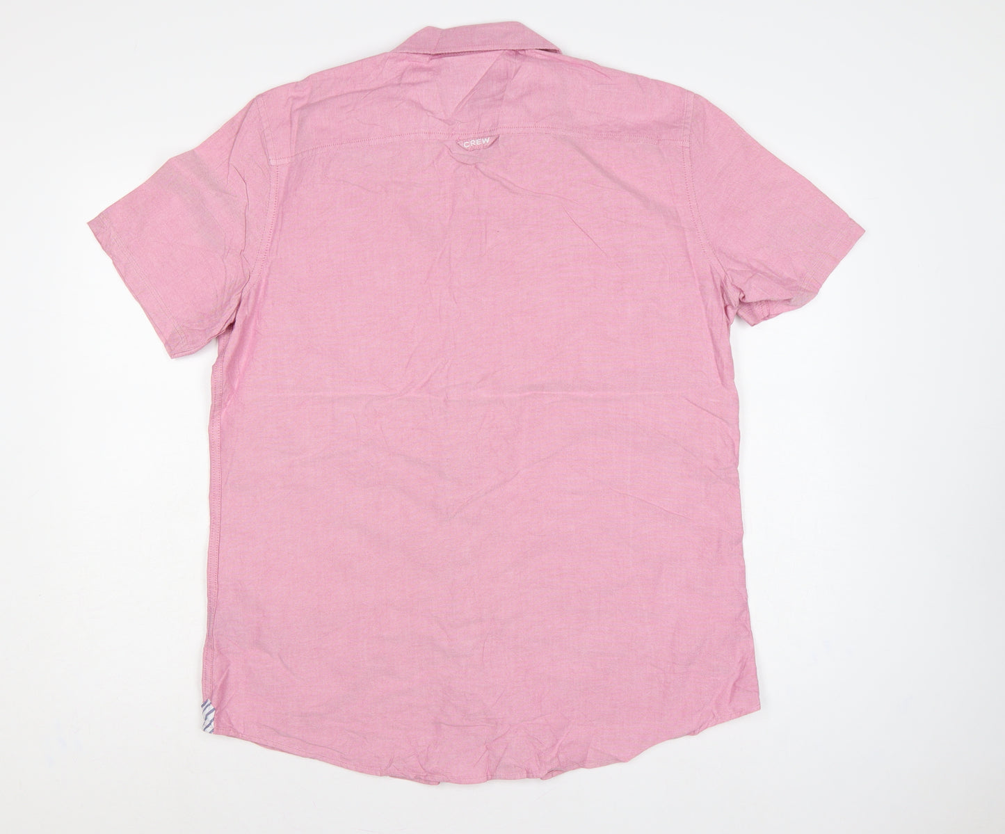 Crew Clothing Company Men's Pink L Cotton Short Sleeve Button-Up Shirt