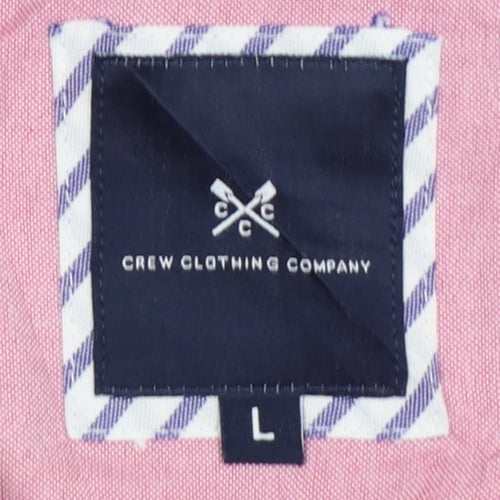 Crew Clothing Company Men's Pink L Cotton Short Sleeve Button-Up Shirt