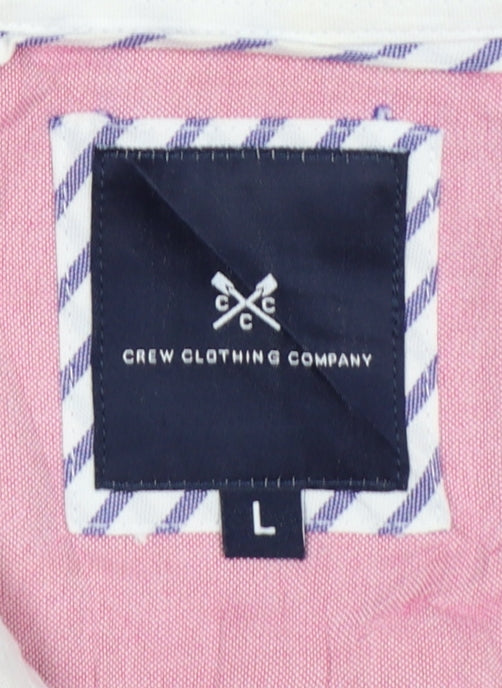 Crew Clothing Company Men's Pink L Cotton Short Sleeve Button-Up Shirt