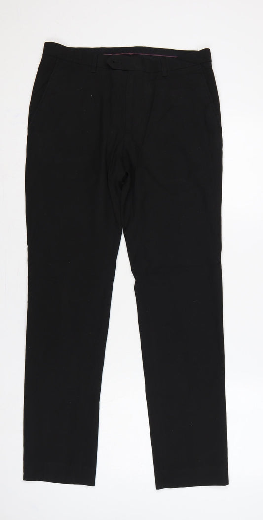 Next Men’s Black 30R Tailoring Straight Dress Trousers 30in