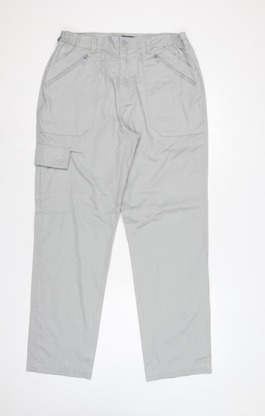 Cotton Traders Men’s Grey Cargo Trousers Size 34 Regular Straight Leg
