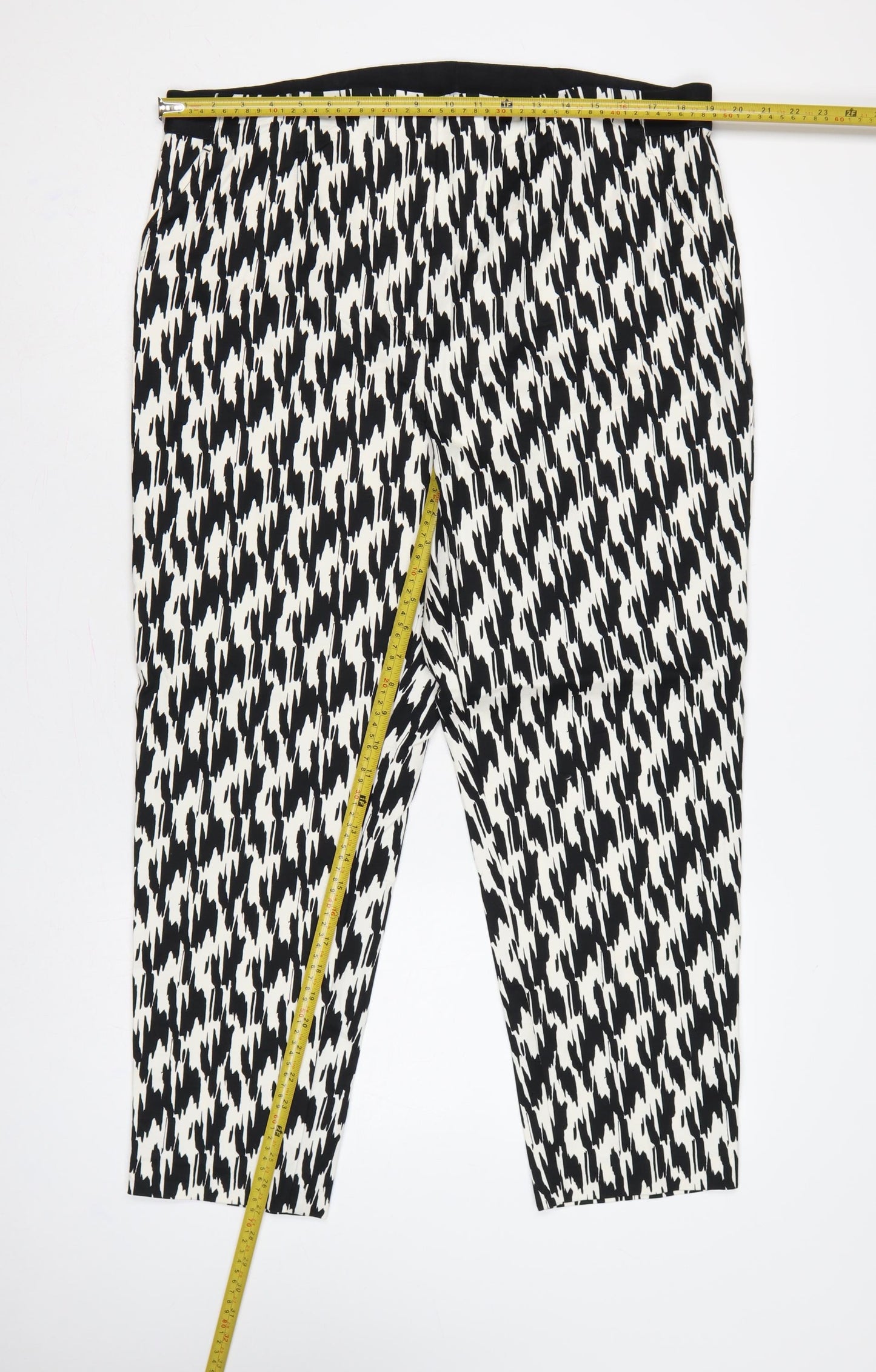 Marks & Spencer Women’s Black White UK 20 Tapered Stretch Trousers