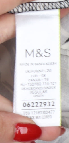 Marks & Spencer Women’s Black White UK 20 Tapered Stretch Trousers