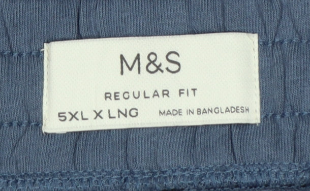 M&S Men’s Blue 5XL Long Regular Fit Drawstring Jogger Trousers