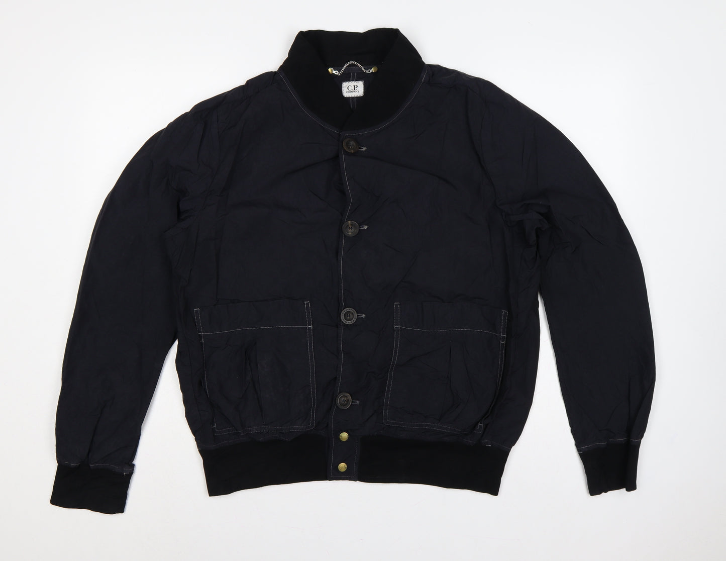C.P. Company Men’s Black L Nylon Button Bomber Jacket