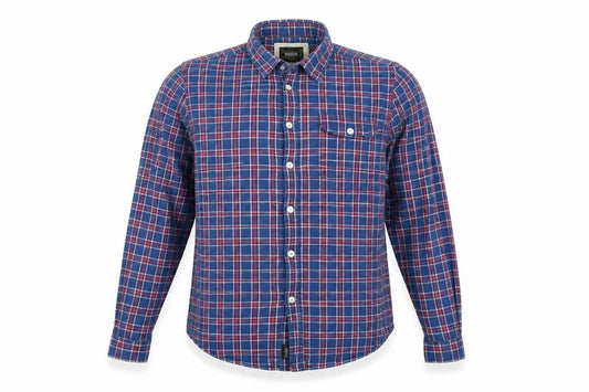 Front view of Barbour International Men’s Blue Plaid Check Long Sleeve Shirt M