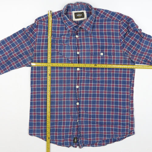 Barbour International Men’s Blue Plaid Check Long Sleeve Shirt M