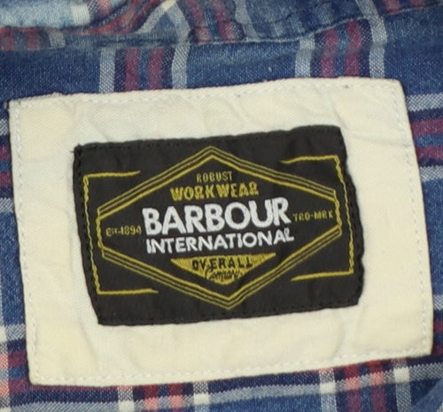 Barbour International Men’s Blue Plaid Check Long Sleeve Shirt M