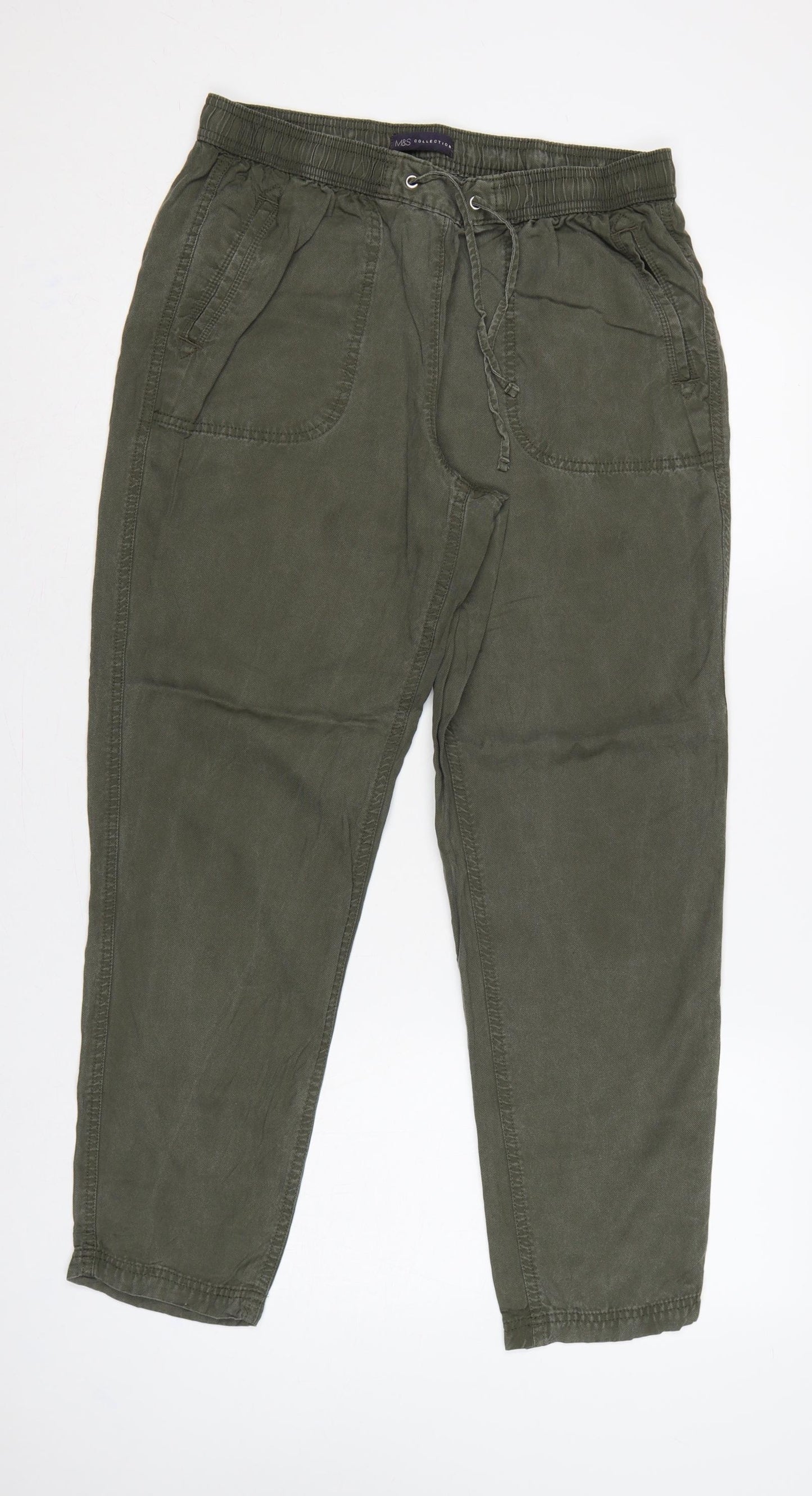 Marks & Spencer Women Green UK 12 Long Lyocell Tapered Joggers