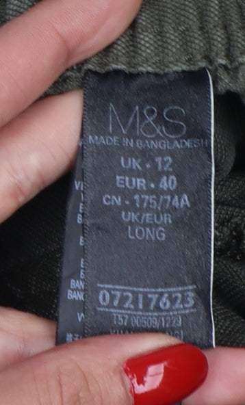 Marks & Spencer Women Green UK 12 Long Lyocell Tapered Joggers