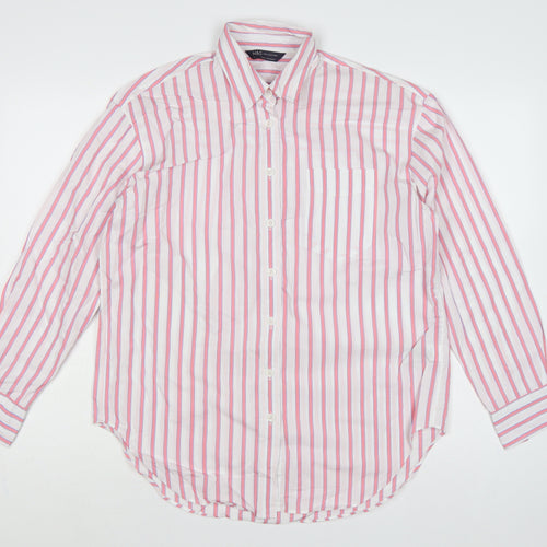 Marks & Spencer Women Pink Striped Cotton Button-Up Shirt UK 14