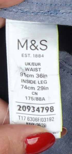Marks and Spencer Men’s Blue Chino Trousers 36in Waist 29in Leg