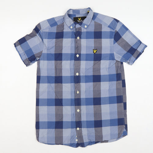 Lyle & Scott Men's Blue Check XS Short Sleeve Button-Down Shirt