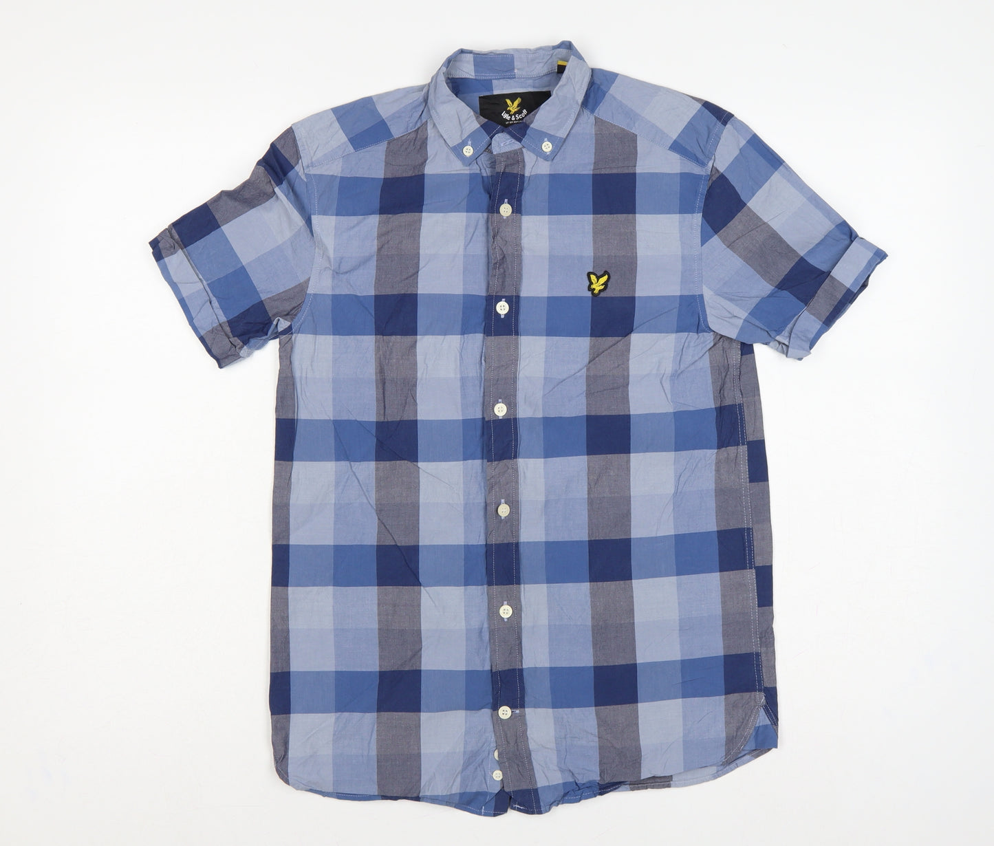 Lyle & Scott Men's Blue Check XS Short Sleeve Button-Down Shirt