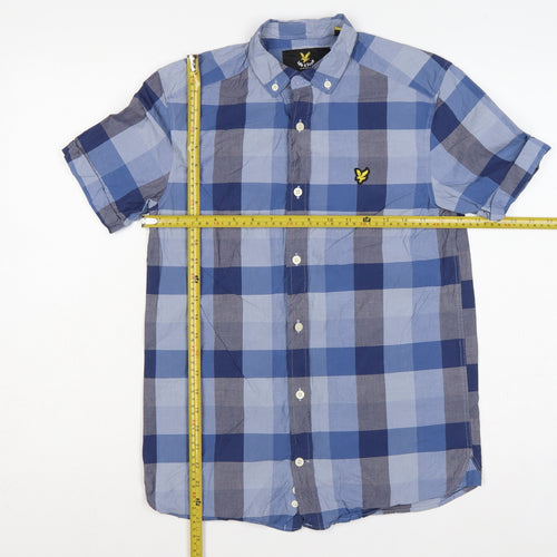 Lyle & Scott Men's Blue Check XS Short Sleeve Button-Down Shirt
