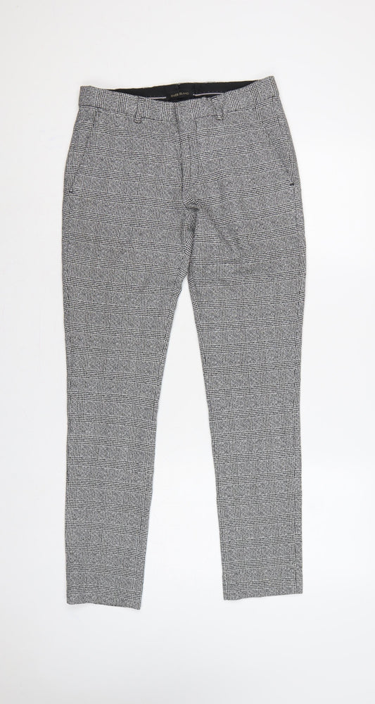 River Island Men Grey Check Slim Fit Dress Trousers UK 28R
