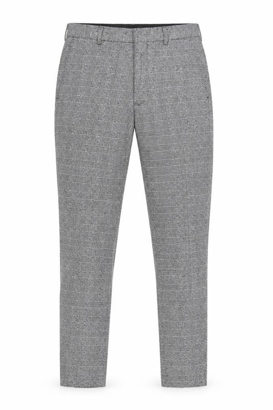 River Island Men Grey Check Slim Fit Dress Trousers UK 28R