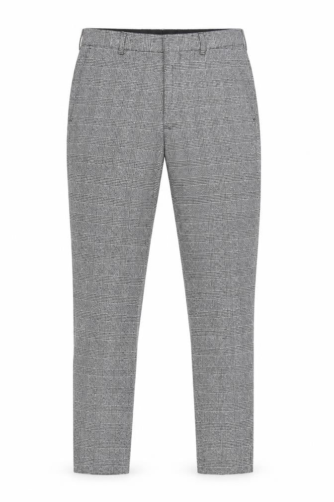 River Island Men Grey Check Slim Fit Dress Trousers UK 28R