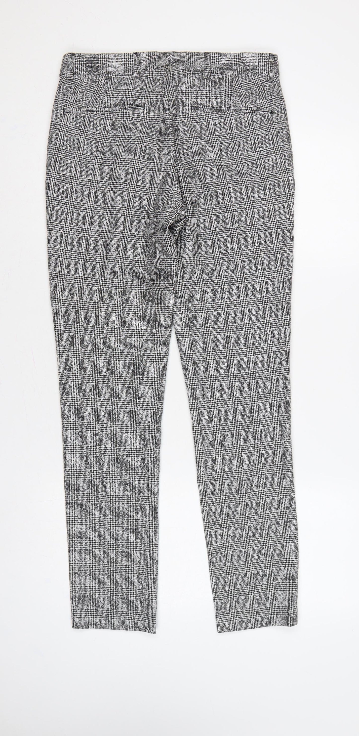 River Island Men Grey Check Slim Fit Dress Trousers UK 28R