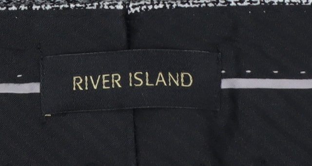 River Island Men Grey Check Slim Fit Dress Trousers UK 28R