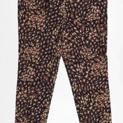 Marks & Spencer Women’s Black Animal Print Tapered Trousers UK 18