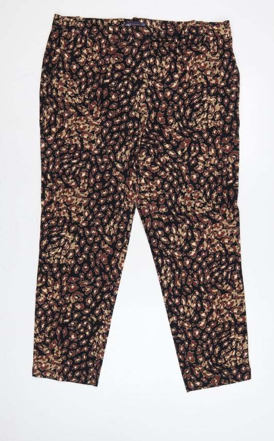Marks & Spencer Women’s Black Animal Print Tapered Trousers UK 18