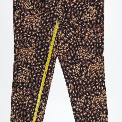 Marks & Spencer Women’s Black Animal Print Tapered Trousers UK 18