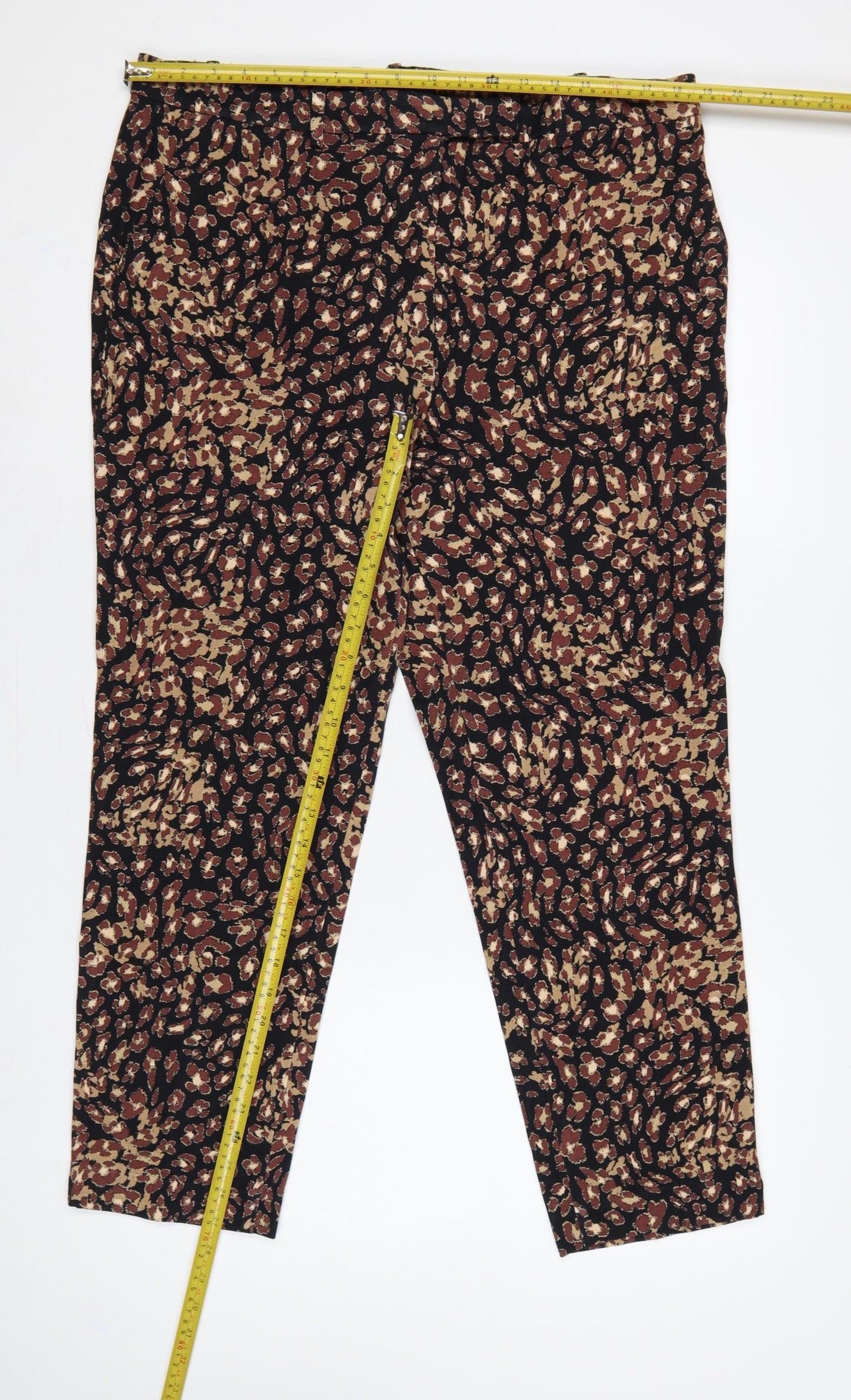 Marks & Spencer Women’s Black Animal Print Tapered Trousers UK 18