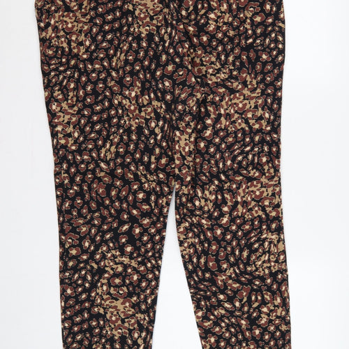 Marks & Spencer Women’s Black Animal Print Tapered Trousers UK 18
