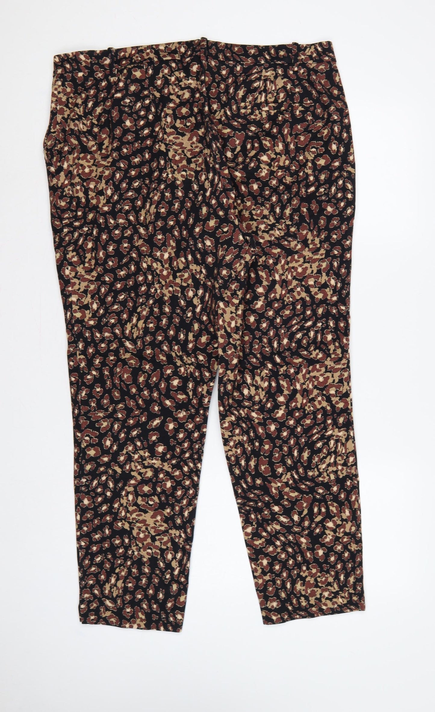 Marks & Spencer Women’s Black Animal Print Tapered Trousers UK 18