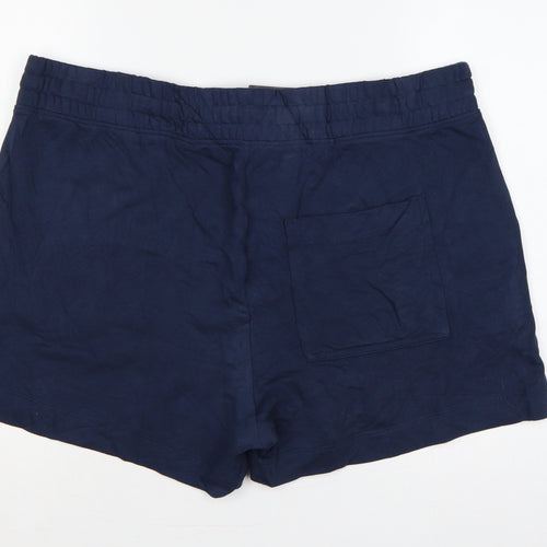 Marks & Spencer Women Blue Size 22 Drawstring Jersey Shorts Pockets