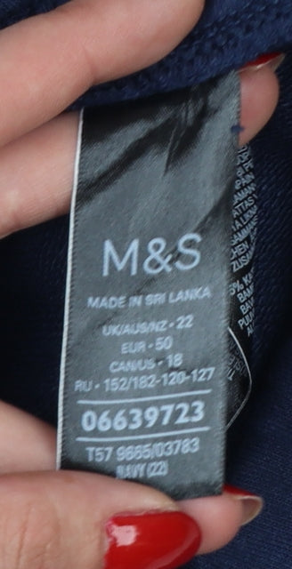 Marks & Spencer Women Blue Size 22 Drawstring Jersey Shorts Pockets