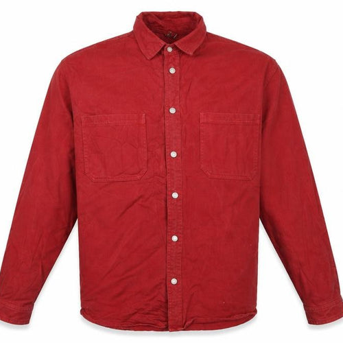 Zara Man Men's Red M Relaxed Fit Cotton Twill Button Shirt Jacket