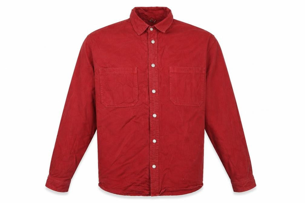 Zara Man Men's Red M Relaxed Fit Cotton Twill Button Shirt Jacket