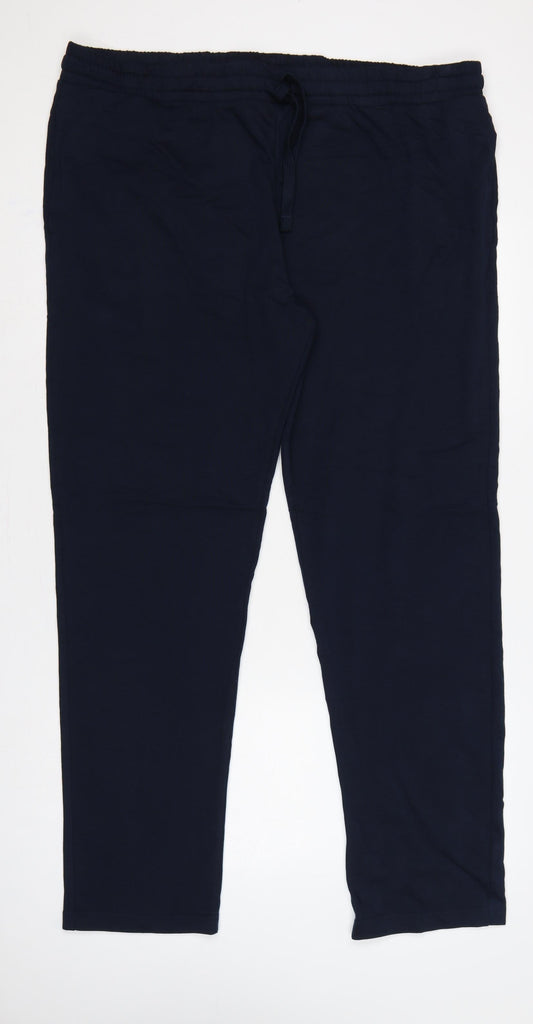 Marks and Spencer Men Blue 2XL Long Jogger Trousers Elastic Waist