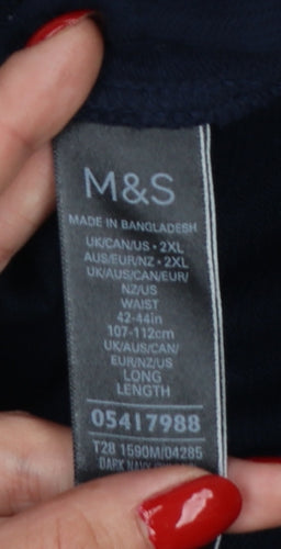 Marks and Spencer Men Blue 2XL Long Jogger Trousers Elastic Waist