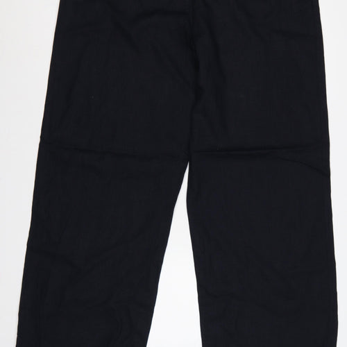 Marks & Spencer Women’s Navy Linen Wide-Leg Trousers UK 20 Long