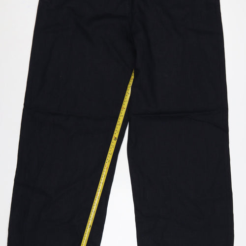 Marks & Spencer Women’s Navy Linen Wide-Leg Trousers UK 20 Long